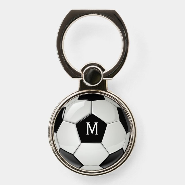 Soccer Ball Monogrammed Phone Ring Stand (Front)