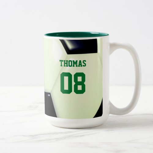 Soccer Ball Name and Number Personalized Two_Tone Coffee Mug