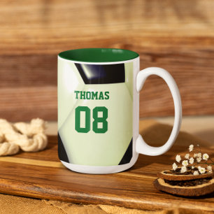 Soccer Ball Name and Number Personalized Two-Tone Coffee Mug