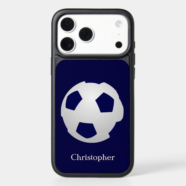 Soccer Ball, Name, Blue Otterbox iPhone Case (Back)