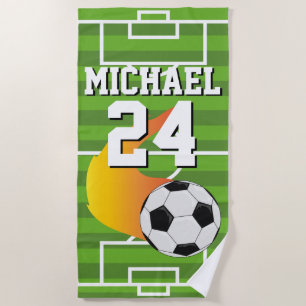 Soccer Ball Name Jersey Number Sports Beach Towel