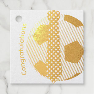 Soccer Ball + Necktie Congratulations Foil Favor Tags