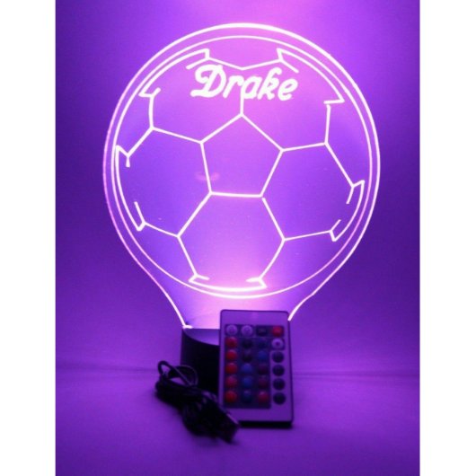 Soccer Ball Night Light Up Lamp LED Personalized (Front)