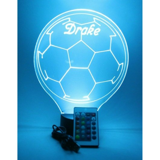 Soccer Ball Night Light Up Lamp LED Personalized (Front)