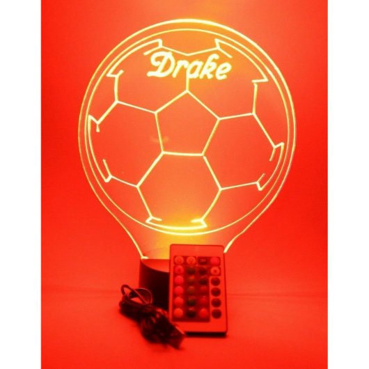 Soccer Ball Night Light Up Lamp LED Personalized (Front)