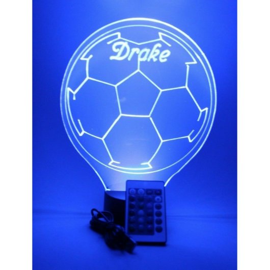 Soccer Ball Night Light Up Lamp LED Personalized (Front)