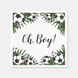 Soccer Ball Oh Boy Sports Game Theme Baby Shower Napkins