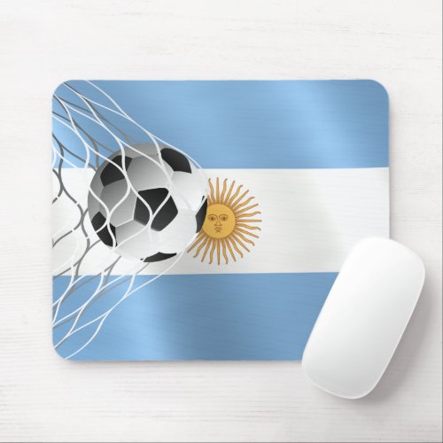 Soccer Ball On Argentina Flag Mouse Pad