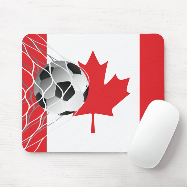 Soccer Ball On Canadian Flag Mouse Pad (With Mouse)