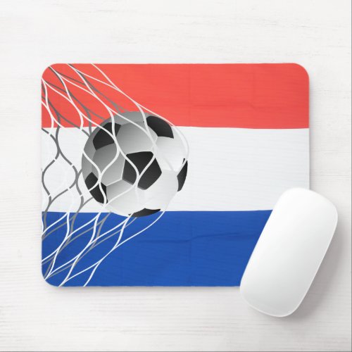 Soccer Ball On Dutch Flag Mouse Pad