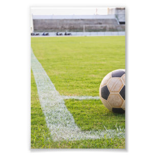 Soccer Ball on Field Line Photo Print
