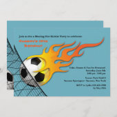 Soccer Ball On Fire Birthday Party Invitation (Front/Back)