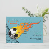 Soccer Ball On Fire Birthday Party Invitation (Standing Front)