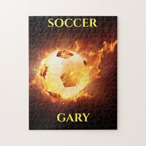 Soccer ball on fire puzzle for kids