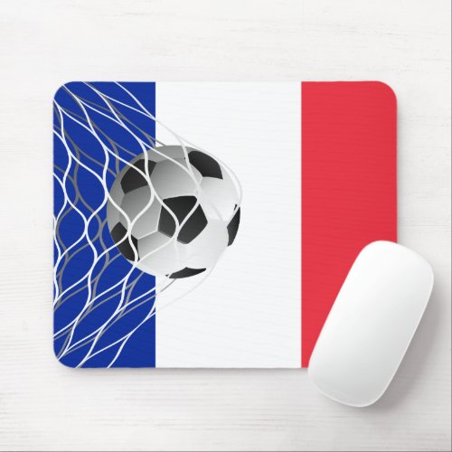 Soccer Ball On French Flag  Mouse Pad