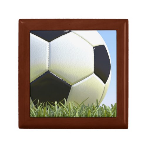 Soccer ball on grass gift box