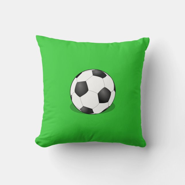 Soccer Ball On Green Background Throw Pillow (Front)
