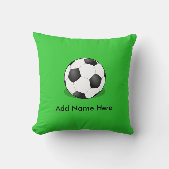 Soccer Ball On Green Background Throw Pillow (Front)