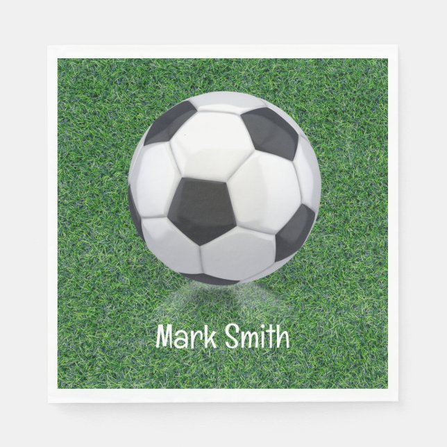 Soccer ball on green grass napkins (Front)