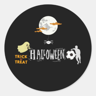 Soccer ball on halloween ghost spider trick treat classic round sticker