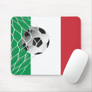 Soccer Ball On Italian Flag Mouse Pad