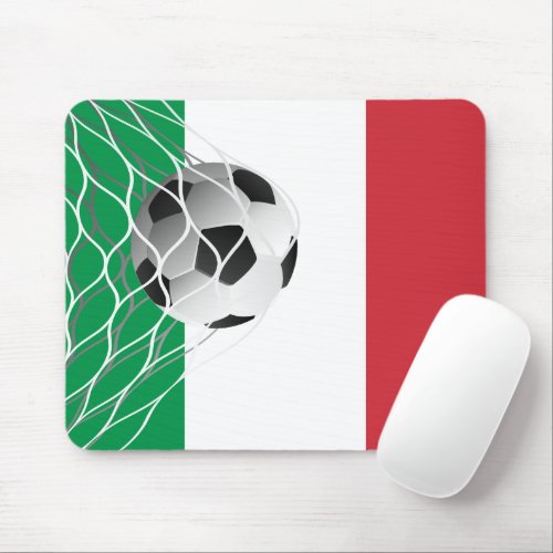 Soccer Ball On Italian Flag Mouse Pad