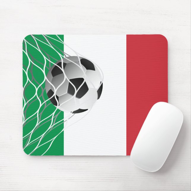 Soccer Ball On Italian Flag Mouse Pad (With Mouse)