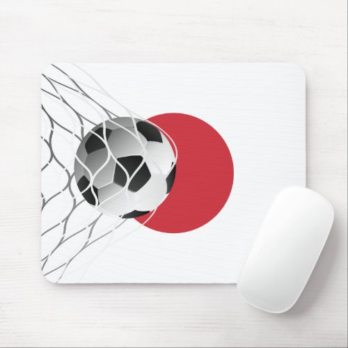 Soccer Ball On Japanese Flag Mouse Pad