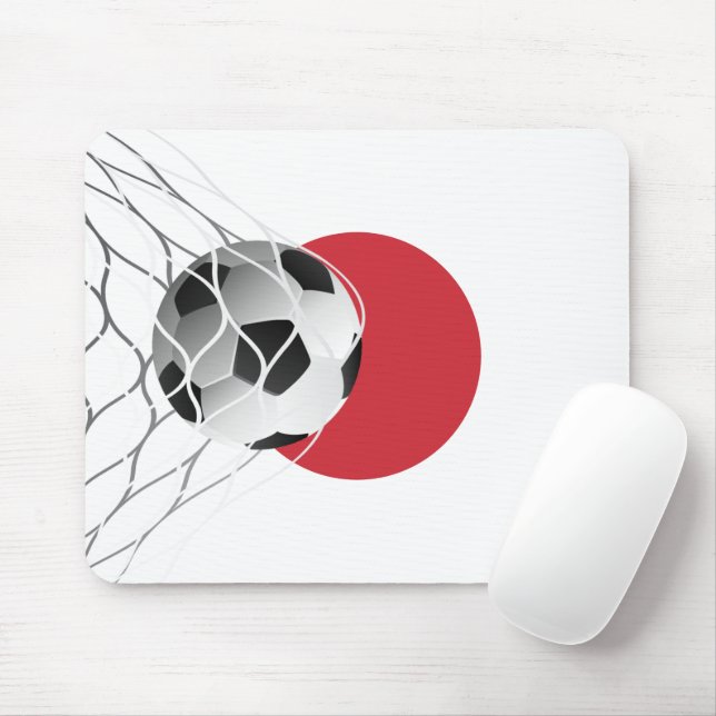 Soccer Ball On Japanese Flag Mouse Pad (With Mouse)