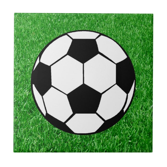 Soccer Ball On Lawn Ceramic Tile (Front)