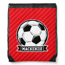 Soccer Ball on Red Diagonal Stripes Drawstring Bag Soccer Ball on Red Diagonal Stripes Drawstring Bag