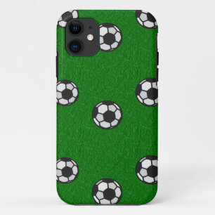 Soccer ball on textured grass patterned iPhone 11 case