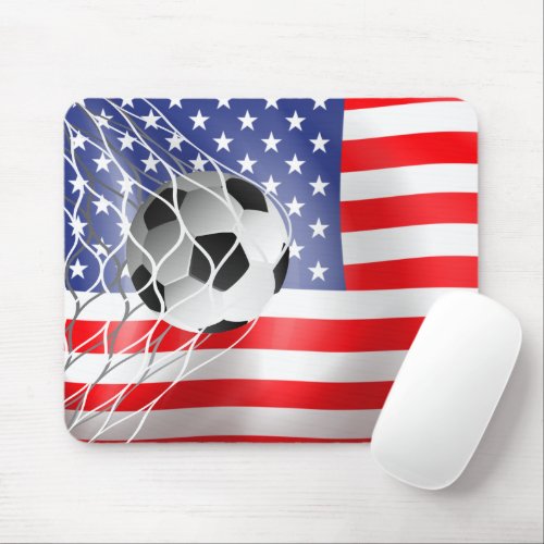 Soccer Ball On USA Flag  Mouse Pad