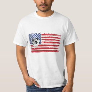 Soccer Ball On USA Flag T-Shirt