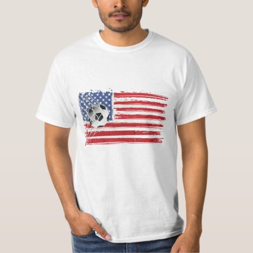 Soccer Ball On USA Flag  T_Shirt