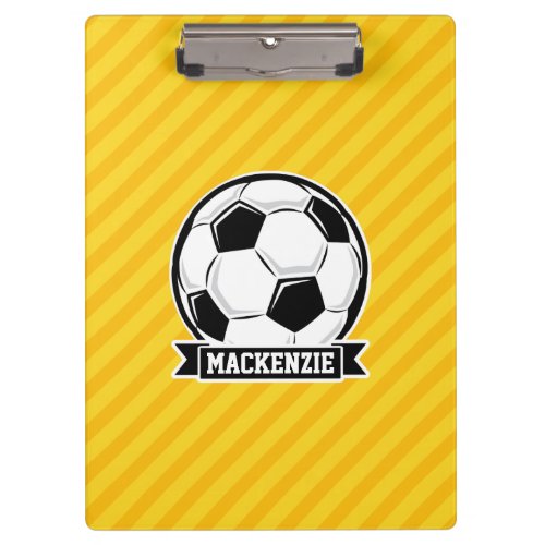Soccer Ball on Yellow Stripes Clipboard