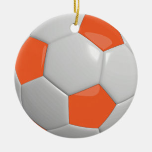 Soccer Ball Orange Ceramic Ornament