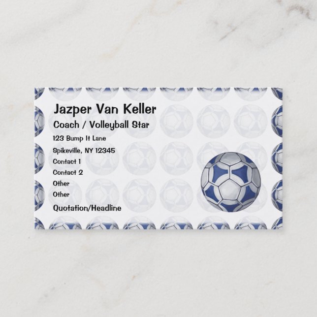 Soccer Ball Painted blue and white pattern Business Card (Front)