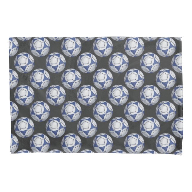 Soccer Ball Painted blue and white pattern Pillow Case (Front)