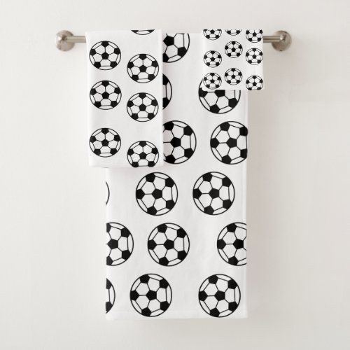 Soccer Ball Pattern Bath Towel Set