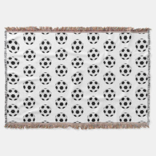 Soccer Ball Pattern Black White Sports Fan Gift  Throw Blanket
