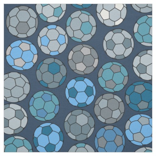 Soccer Ball Pattern Blues Fabric