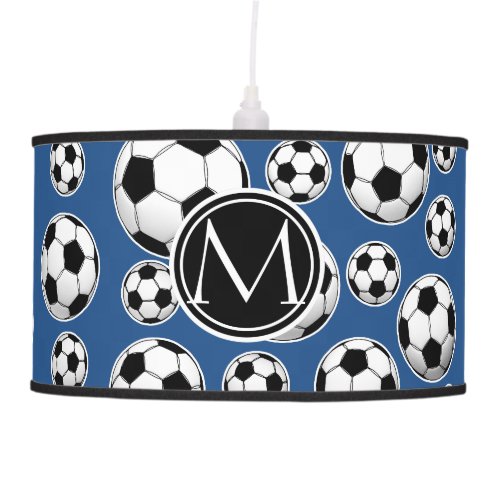 Soccer Ball Pattern Classic Blue Hanging Lamp