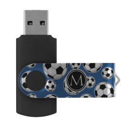 Soccer Ball Pattern Classic Blue USB Flash Drive