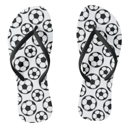 Soccer Ball Pattern CUSTOM BACKGROUND COLOR Flip Flops