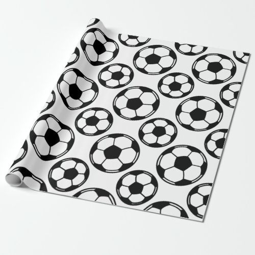 Soccer Ball Pattern CUSTOM BACKGROUND COLOR Wrapping Paper