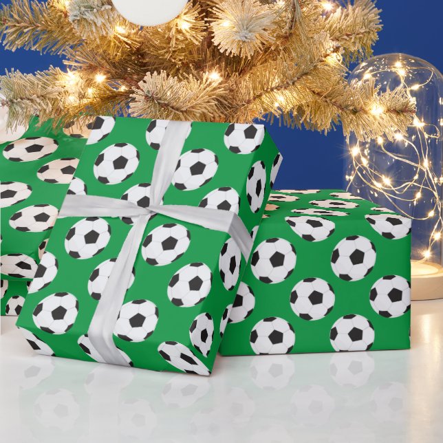 Soccer Ball Pattern green  Wrapping Paper (Holidays)