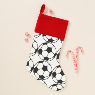 soccer ball pattern in black&white christmas stocking