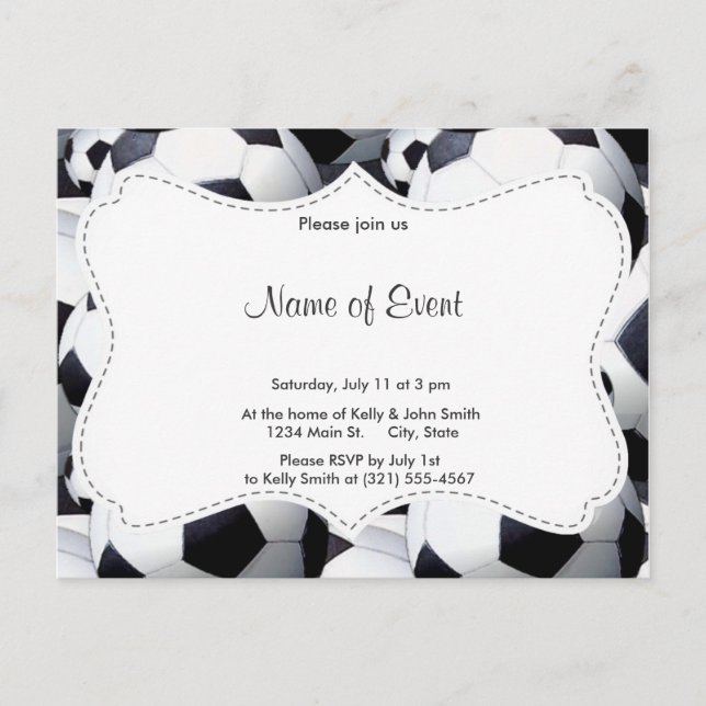 Soccer Ball Pattern Invitation Postcard (Front)