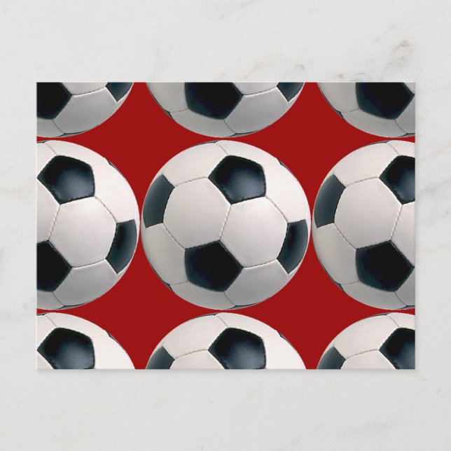 Soccer Ball Pattern on Red Postcard (Front)